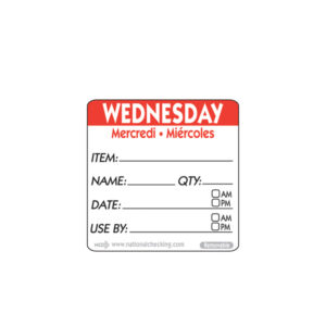 50mm Wednesday Removable Day Label (500)