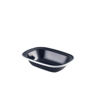 Enamel Pie Dish Black with White Rim 18cm