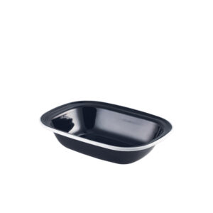Enamel Pie Dish Black with White Rim 20cm