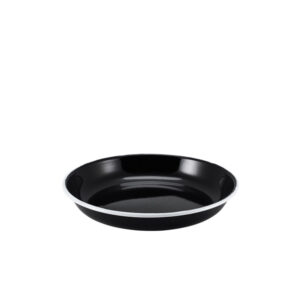 Enamel Rice/ Pasta Plate Black with White Rim 20cm