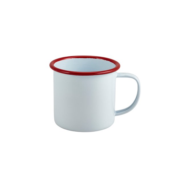 Enamel Mug White with Red Rim 36cl/ 12.5oz