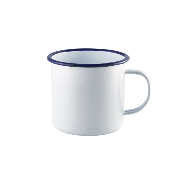 Enamel Mug White with Blue Rim 56.8cl/ 20oz