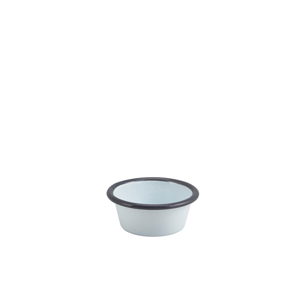 Enamel Ramekin White with Grey Rim 8cm Dia 90ml/ 3.2oz