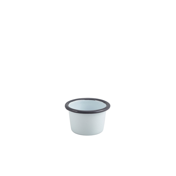 Enamel Ramekin White with Grey Rim 7cm Dia 90ml/ 3.2oz