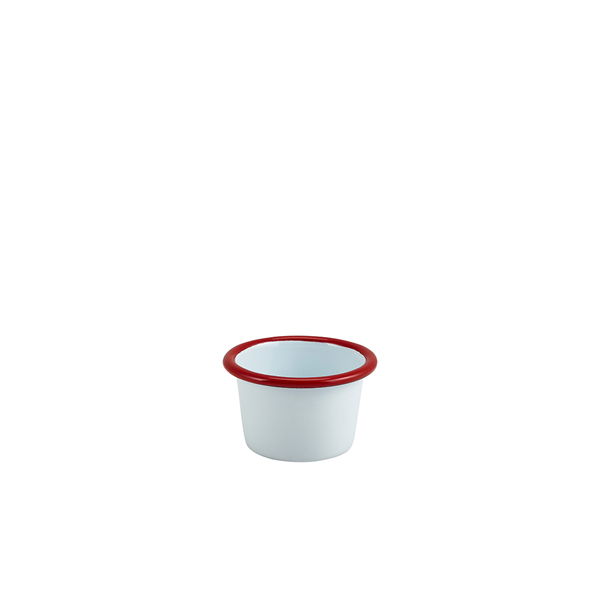 Enamel Ramekin White with Red Rim 7cm Dia 90ml/ 3.2oz